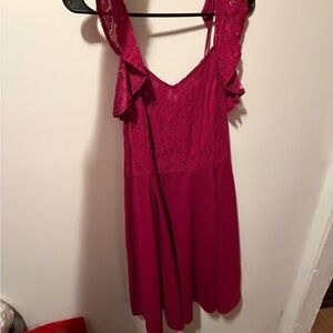 Chic Fuchsia Lace Mini Dress